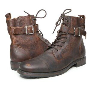 Banana Republic Burke Leather Boots Brown Buckle Zipper Rugged 9.5/10.5 READ!!
